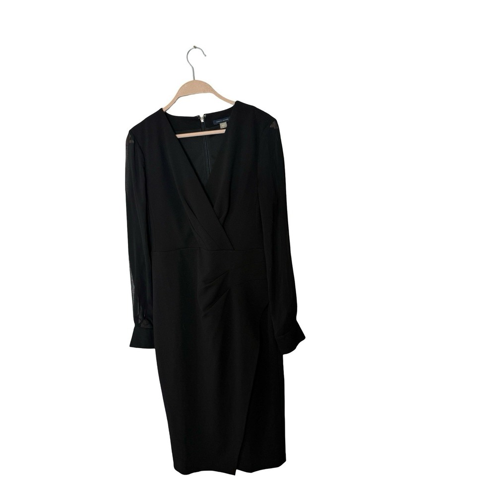 Tommy Hilfiger Women's‎ Black Crepe Chiffon-Sleeve Sheath Dress size 8